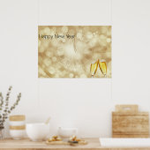 Silvesterabend mit Champagnerbrille Poster (Küche)