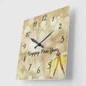 Silvesterabend mit Champagnerbrille Quadratische Wanduhr (Winkel)