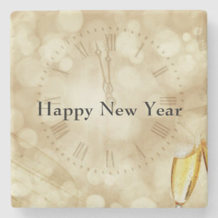 Silvesterabend mit Champagnerbrille Steinuntersetzer