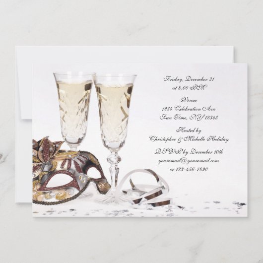 Silvesterabend mit schwarzen High Heels Einladung (Rückseite)