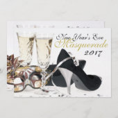 Silvesterabend mit schwarzen High Heels Einladung (Vorne/Hinten)