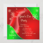 Silvesterabend Party 2020 auf rot und grün Einladung (Vorderseite)