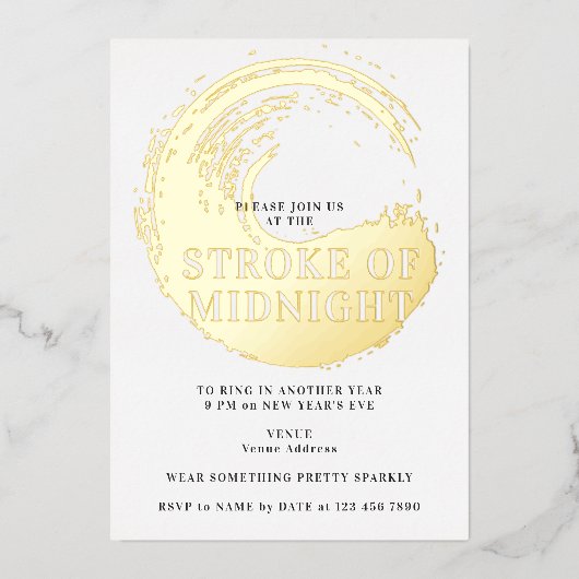 Silvesterabend-Party am Stroke of Midnight Folieneinladung (Vorderseite)