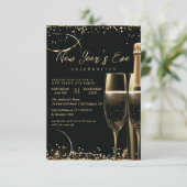 Silvesterabend-Party des Goldenen Champagners Einladung (Stehend Vorderseite)