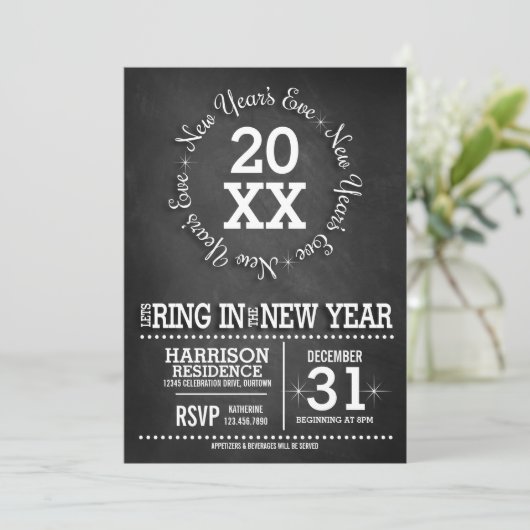 Silvesterabend-Party Einladung (Stehend Vorderseite)