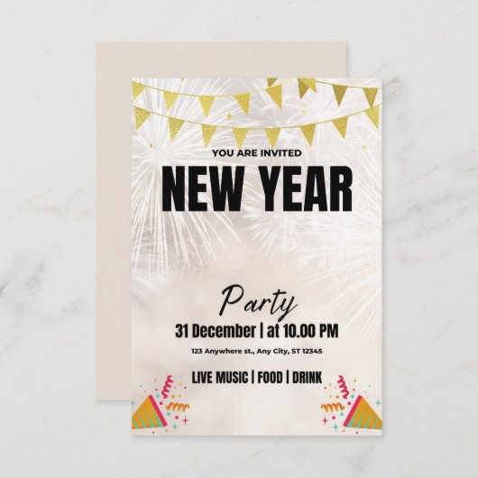 Silvesterabend-Party Einladungen - Feiern in St. (Vorne/Hinten)