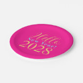 Silvesterabend Party Hot Pink Chic Pappteller (Schrägansicht)