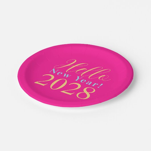Silvesterabend Party Hot Pink Chic Pappteller (Schrägansicht)