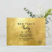 Silvesterabend-Party in Gold und Schwarz Einladung (Stehend Vorderseite)