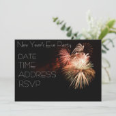 Silvesterabend Party mit Feuerwerk Einladung (Stehend Vorderseite)