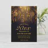 Silvesterabend-Party mit goldenen Tinkellichtern Einladung (Stehend Vorderseite)