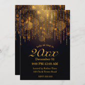 Silvesterabend-Party mit goldenen Tinkellichtern Einladung (Vorne/Hinten)