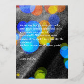 Silvesterabend-Party-Multicolorblasen Folieneinladung (Rückseite)