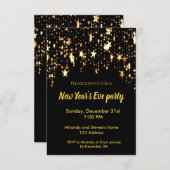 Silvesterabend Party schwarze Einladungskartenstar Einladung (Vorne/Hinten)