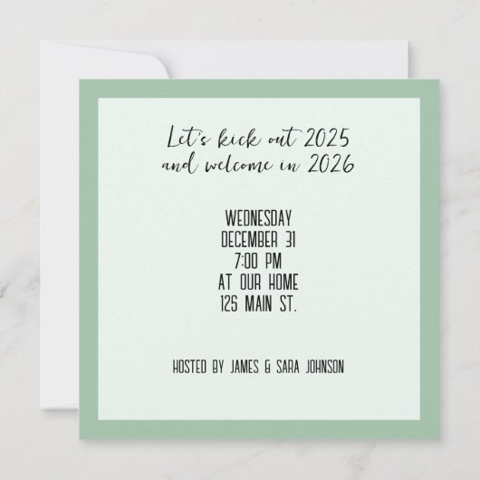 Silvesterabend-Party-Strichmännchen Einladung (Rückseite)