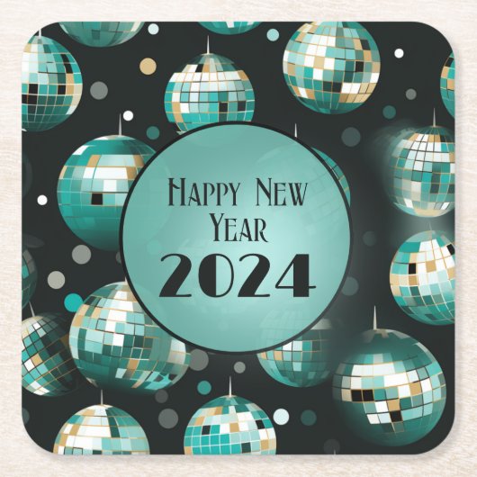 Silvesterabend-Party-Teller - Disco Ball Design Rechteckiger Pappuntersetzer (Vorderseite)