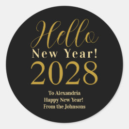 Silvesterabend Personalisiertes Neujahrsschwarz Runder Aufkleber