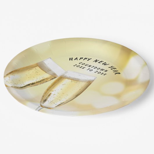 Silvesterabend & Toast Party Pappteller (Schrägansicht)