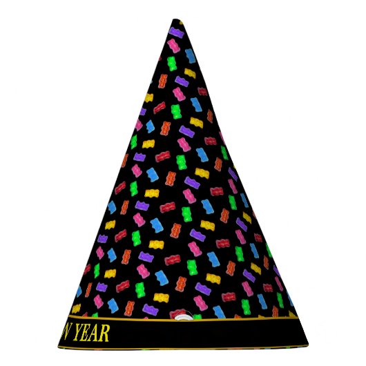 Silvesterblütenbären auf schwarz partyhütchen (Rechts)