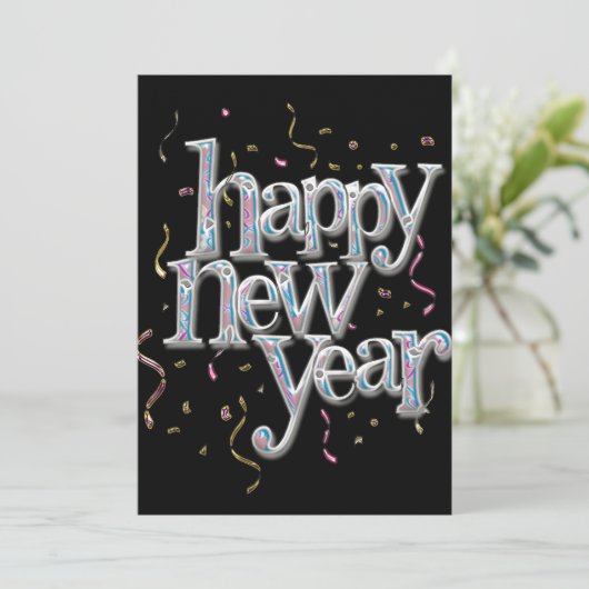 SilvesterConfetti Einladung (Stehend Vorderseite)