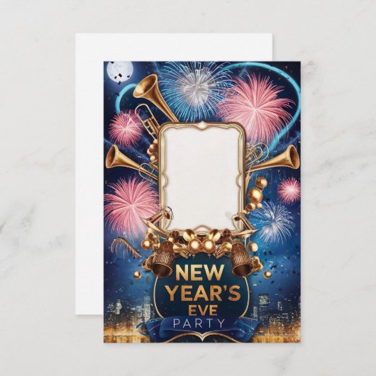 Silvestereinladungskarte für das Silvesterfest im Einladung (Vorne/Hinten)