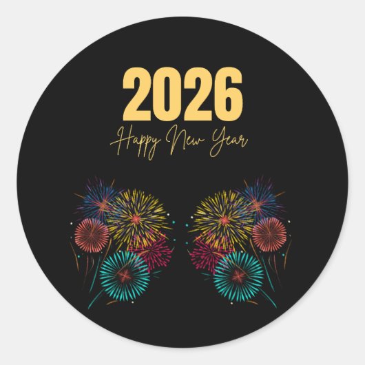 Silvesterfeier 2026 mit Feuerwerk Runder Aufkleber (Vorderseite)