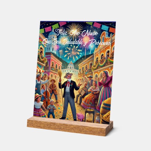Silvesterfeier El Año Viejo Acrylschild (Winkel)
