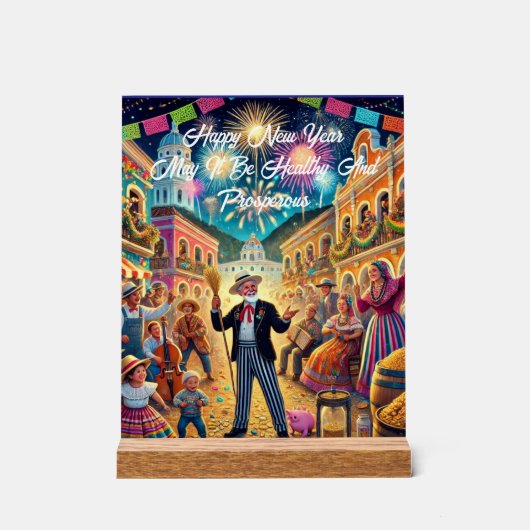 Silvesterfeier El Año Viejo Acrylschild (Vorderseite)