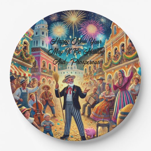 Silvesterfeier El Año Viejo Pappteller (Vorderseite)
