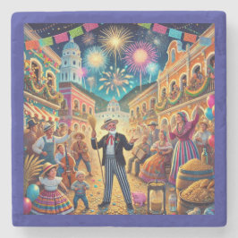 Silvesterfeier El Año Viejo Steinuntersetzer