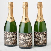 Silvesterfeier Gold Feuerwerk Foto Schaumweinetikett (Flaschen)