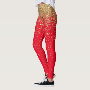 Silvesterfeier Gold Glitzer Stars Leggings