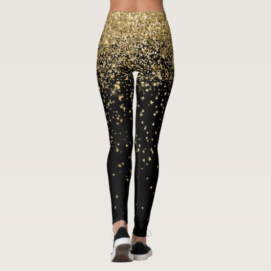 Silvesterfeier Gold Glitzer Stars Leggings (Rückseite)