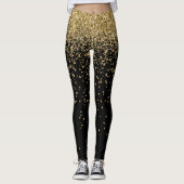 Silvesterfeier Gold Glitzer Stars Leggings (Vorderseite)