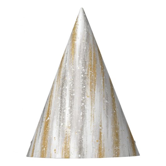Silvesterfeier mit Silber-Gold-Streifen Partyhütchen (Vorderseite)