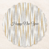 Silvesterfeier mit Silber-Gold-Streifen Untersetzer (Vorderseite)