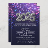 Silvesterfeier Party Black Gold Einladung (Vorne/Hinten)