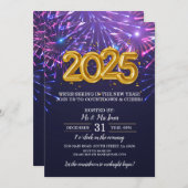 Silvesterfeier Party Black Gold Invita Einladung (Vorne/Hinten)