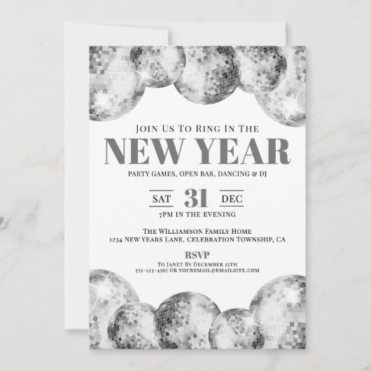 Silvesterfeier Party Einladung (Vorderseite)