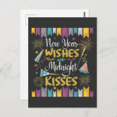 Silvesterfeier wünscht Mitternachtsküsse Postkarte (Vorne/Hinten)