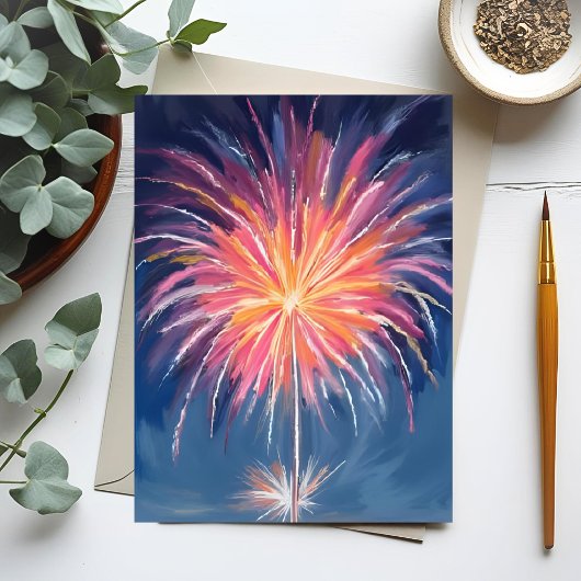 Silvesterfeuerwerk | Aquarell Feiertagskarte