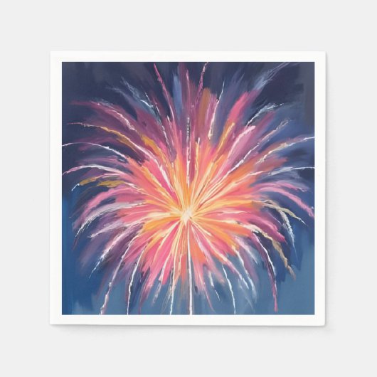 Silvesterfeuerwerk | Aquarell Serviette (Vorderseite)