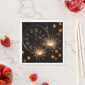Silvesterfeuerwerk auf einer Mitternachtsuhr Serviette (Beispiel)