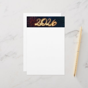 Silvesterfeuerwerk glücklich Neues Jahr 2026 Briefpapier