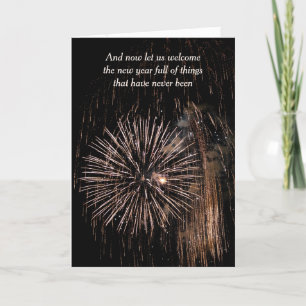 Silvesterfeuerwerk in schwarzem Himmel Karte