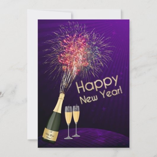 Silvesterfeuerwerke Lasst uns Party Einladung 4 (Vorderseite)