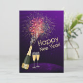 Silvesterfeuerwerke Lasst uns Party Einladung 4 (Stehend Vorderseite)