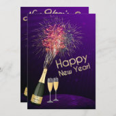 Silvesterfeuerwerke Lasst uns Party Einladung 4 (Vorne/Hinten)