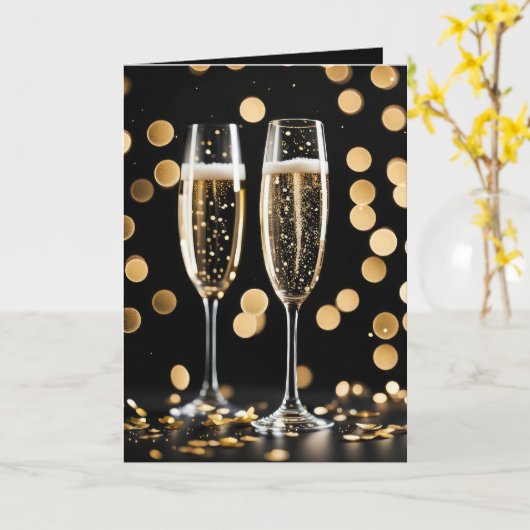 Silvesterflöten Karte (Gelbe Blume)