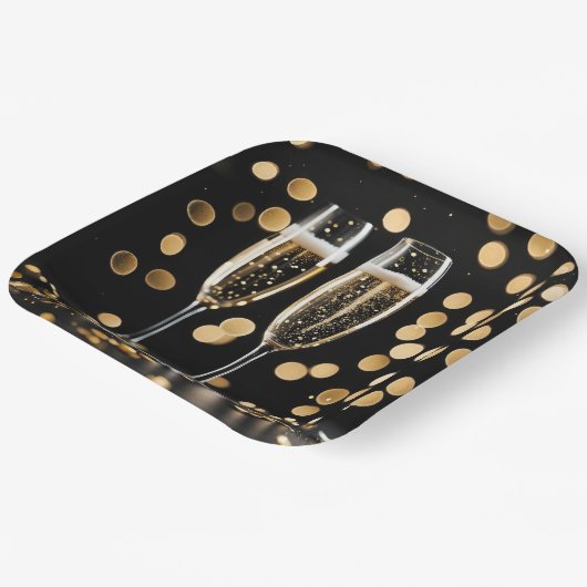 Silvesterflöten Pappteller (Gewinkelt)